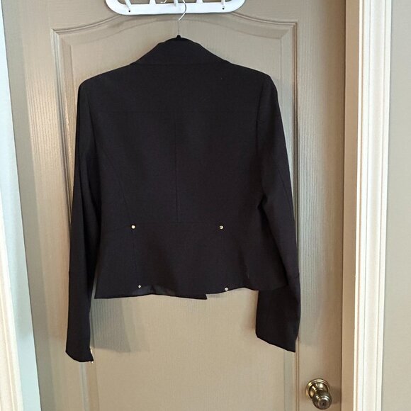 Calvin Klein Black Moto Jacket Size 10 | Gold Zipper Detail Y2K Chic - Picture 7 of 12